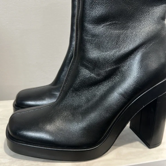 Zara Platform Specification Leather High Heel Ankle Boots Size 41 US 10 - Picture 7 of 13